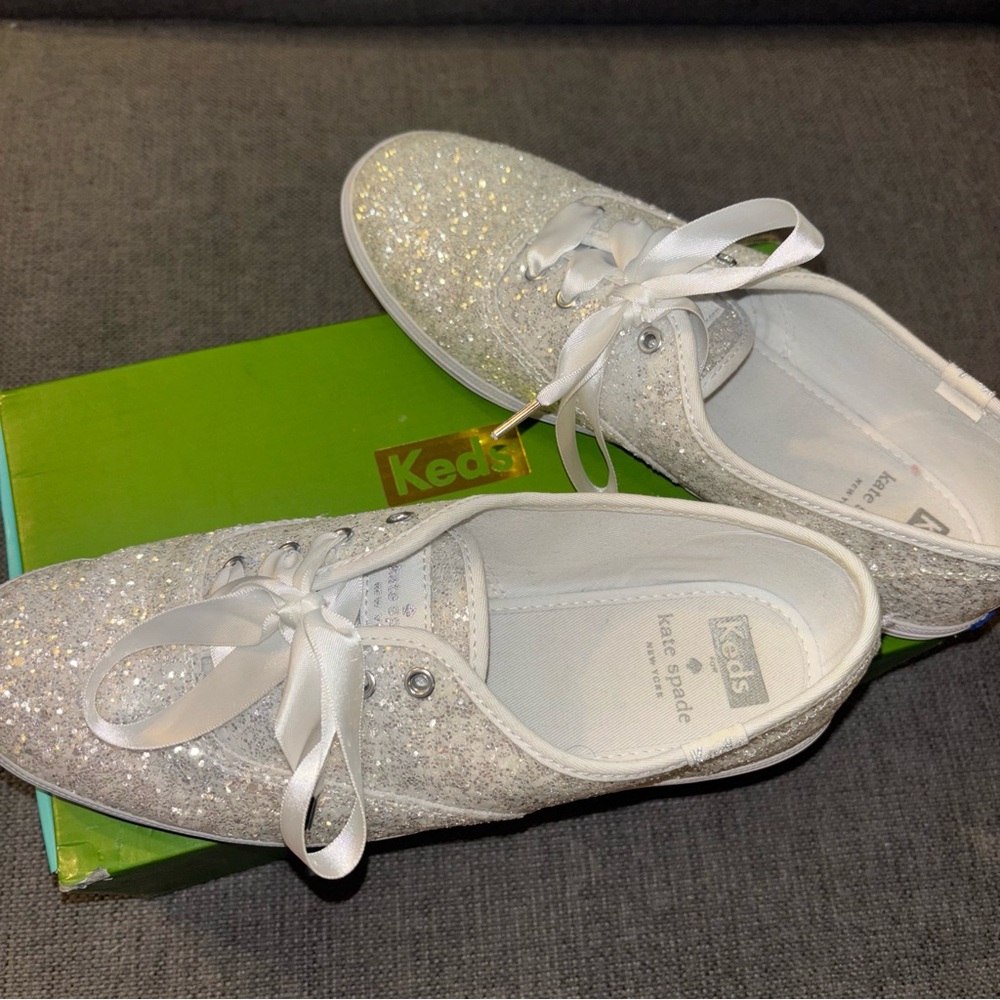 Kate Spade Keds Glitter Sparkle Sneaker Shoes, Size 7.5 - Picture 4 of 7